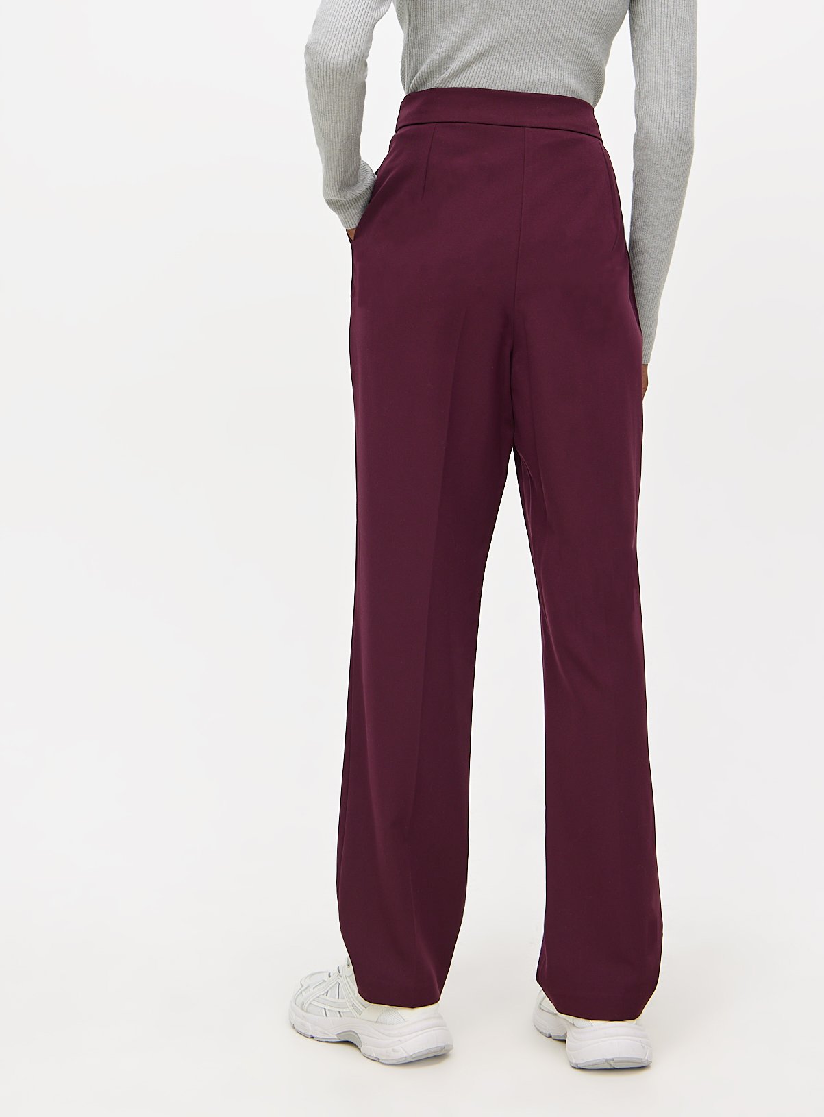 Dark Red Tailored Straight Leg Trousers 12R - Image 4 thumbnail